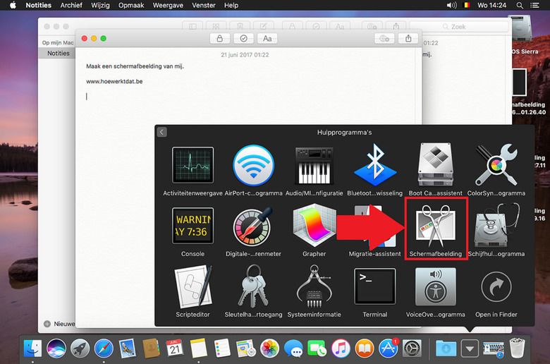 Schermafbeelding applicatie op een Mac